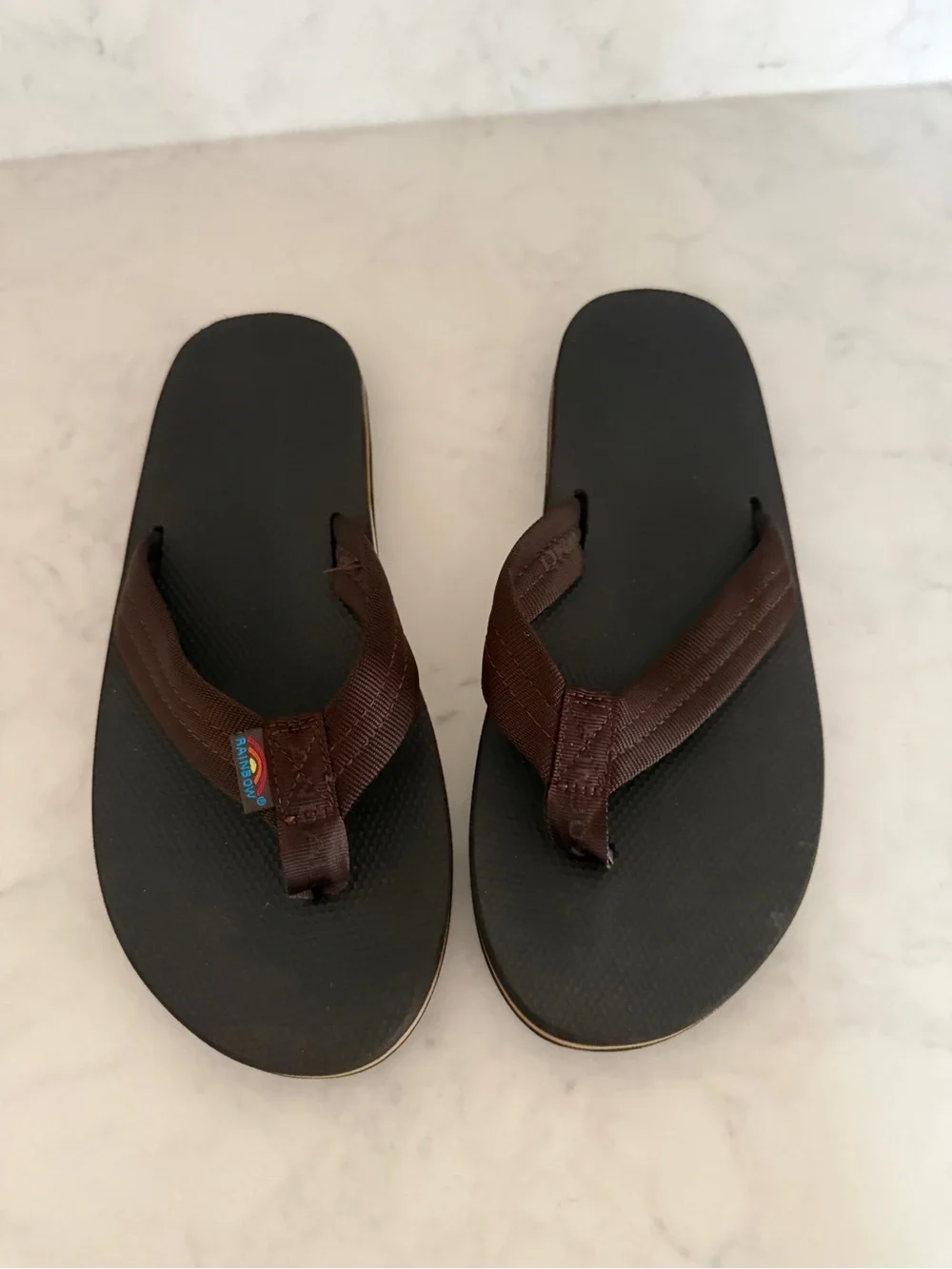 Rainbow Men's Brown Classic Rubber Single Layer Arch Support Sandals size M